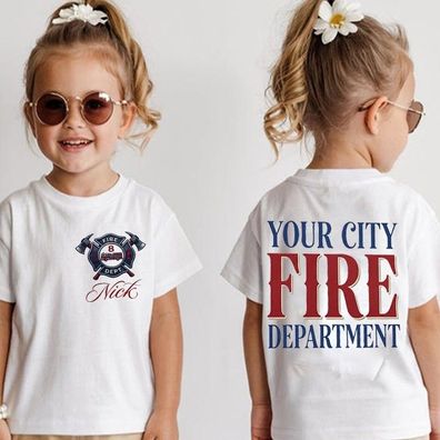 Feuerwehr Kinder Shirt mit Namen und Ort – Fire Department, Weihnachtsgeschenk Kind
