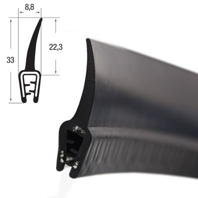 DF6 - EPDM Kantenschutz Dichtungs Fahnen Profil Gummi Dichtung - Klemmbereich 1-2,5 m