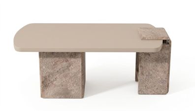 Beiger Couchtisch aus Holz rechteckig modern Designer-Couchtisch Wohnzimmer