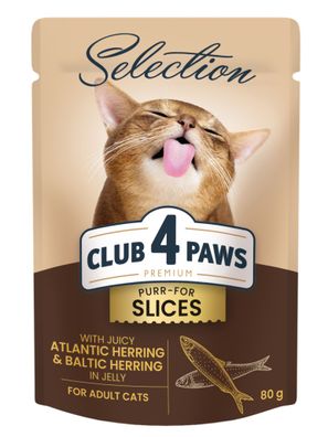 CLUB 4 PAWS KATZE Beutel 80 g Selection mit Hering und Sprotten in Gelee