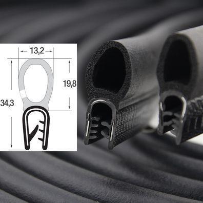 DO4 - PVC/ EPDM Kantenschutz Dichtungs Profil Gummi Dichtung oben - Klemmbereich 2