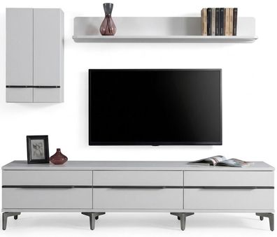 TV Lowboard Wandboard Wandschrank Weiss Modern Eleganter Set