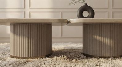TV Lowboard Couchtisch Wohnzimmerset Modern Marmormuster Hochglanz