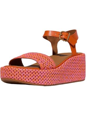FitFlop Damen Sandalen Platfforms Woven Wedge Ankle-Strap Sandals JG1