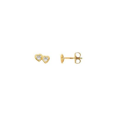 Ohrstecker - Gelbgold 375 9K - Heart Duo-Zirkonia