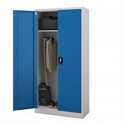 Metallschrank Aktenschrank Werkzeugschrank Umkleideschrank 185x90x45 cm grau-blau