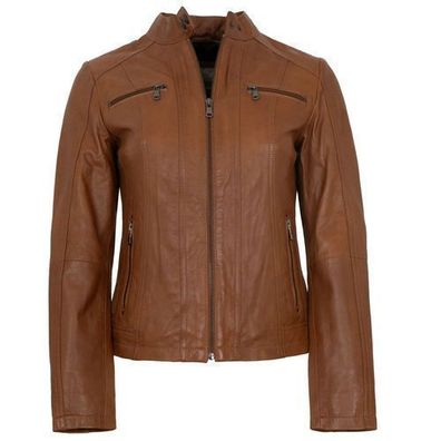 7eleven - Damen Lederjacke Lammnappa cognac