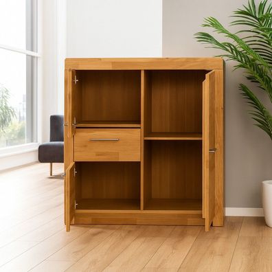 Hochkommode Sideboard Wildeiche Schrank Anrichte Metallschaniere #4137