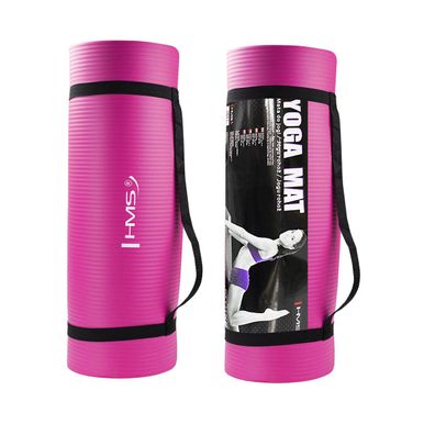 Yogamatte HMS YM04 rosa 183 x 61 cm NBR 15 mm dick mit Tragegurt