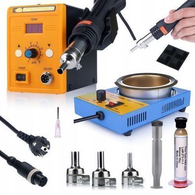 Rosfix Set Lötstation 858D 700W + Tiegel 350W + Flux RMA-223 | 100–550°C