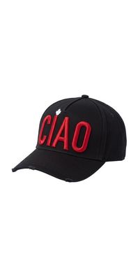 Dsquared2 CIAO Baseball Cap Baumwolle Schwarz Rot Stickerei