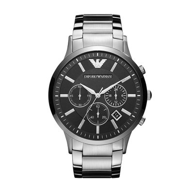 Emporio Armani Renato AR2460 Herren Chronograph 46 mm Silber Schwarz