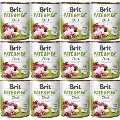 BRIT Pastete & Fleisch Ente - Nassfutter für Hunde - 12 x 800 g