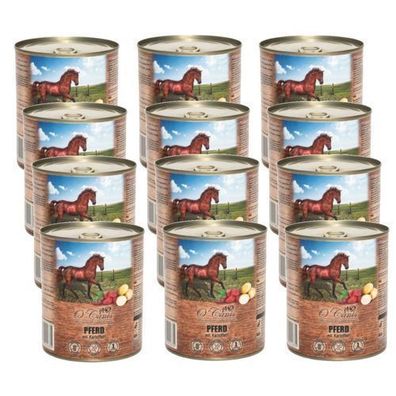 O'CANIS Nassfutter für Hunde, Pferdefleisch mit Kartoffeln, 12 x 800 g