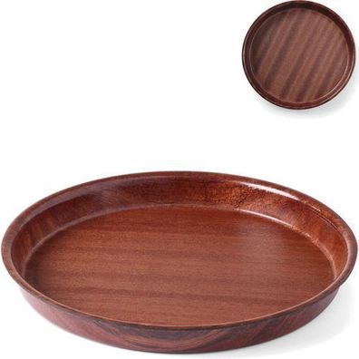Tiefes, rutschfestes Serviertablett aus Holz mit Rand - rund, Durchmesser 36 cm