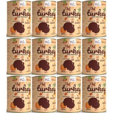 SYTA MICHA Nassfutter für Hunde mit Truthahn und Gemüse, Junior, 12 x 400 g