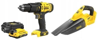 Stanley FATMAX V20 Staubsauger-Set; Akku-Bohrschrauber 1x2Ah SFMCK219D1