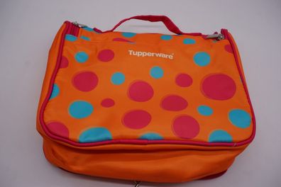 Tupperware Kulturbeutel Kosmetiktasche zum Aufhängen Orange Pink Punkte NEU