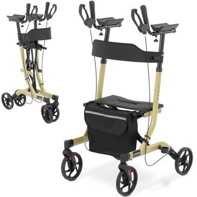 Vierrädriger, faltbarer Rollator für Senioren mit Sitz und Tasche bis 136 kg