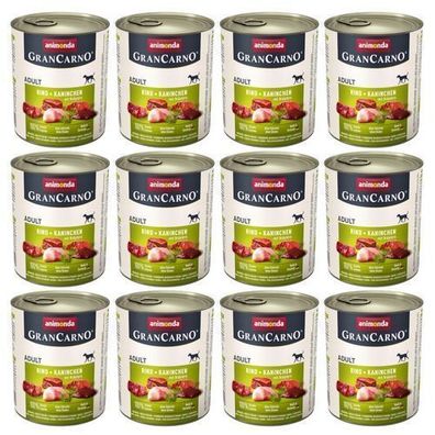 Animonda Grancarno ausgewachsenes Rinderkaninchen 12 x 800 g