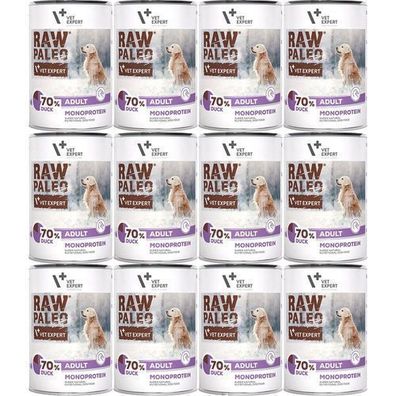 VetExpert Rohfutter Paleo Ente für ausgewachsene Tiere, Dose 12 x 400 g