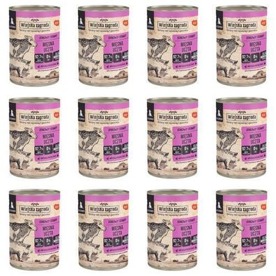 Nassfutter für Welpen Wiejska Zagroda Fleischfest 12x400g