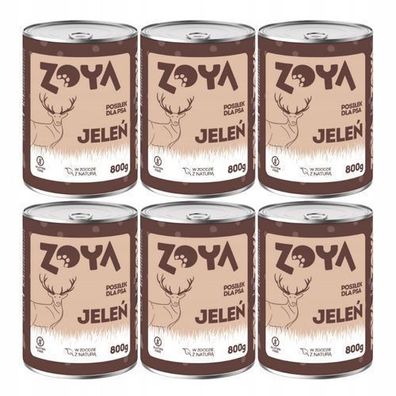 ZOYA Hirsch - Dose Nassfutter für Hunde, 6 x 800 g