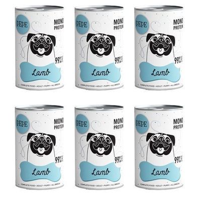 Paka Zwierzaka Pepe Lamm Nassfutter für Hunde, 99 % Lammfleisch, 6 x 400 g