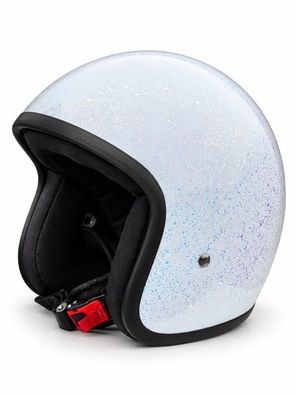 Alpha Speeds Flake Jet Helm Biker Chopper Motorrad Jethelm Custom Helmet Weiß