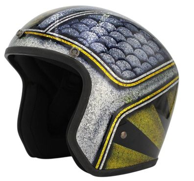 Alpha Speeds Super Flake Jet Helm Biker Chopper Motorrad Jethelm Custom Helme Gold