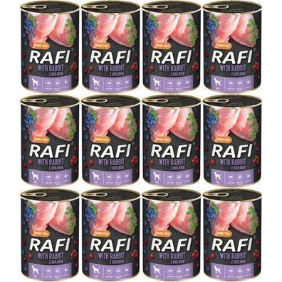 Rafi Hundefutter Kaninchen Blaubeere Cranberry 12x800g