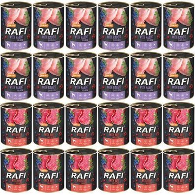 Rafi Nassfutter für Hunde, Geschmacksmischung, 24 x 800 g