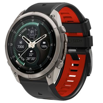 Armband Tech-Protect Iconband Pro für Garmin Fenix 5X 6X 7X 8 9 TPU schwarz-rot