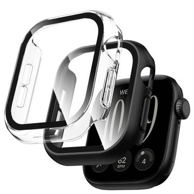 Schutzhülle Tech-Protect Defense Apple Watch 46 mm mit Glas 2er-Pack Schwarz/Klar