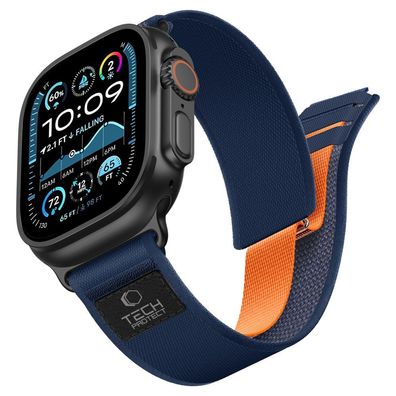 Armband Tech-Protect Nylon Elite für Apple Watch 44/45/46/49 mm, Nylon, Blau-Orange