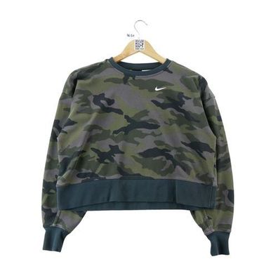 Nike Damen Sweatshirt Rebel Camo kurz grün Größe XS #QWE7650