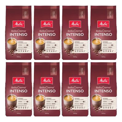 8 x Melitta BELLA CREMA Intenso ganze Bohnen 1000g