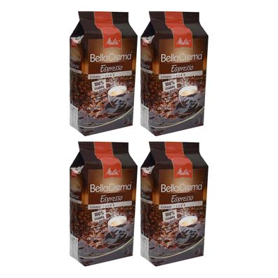 4 x Melitta BELLA CREMA Espresso ganze Bohnen 1000g