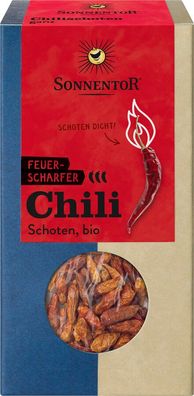 6x Sonnentor Chili feuerscharf Schoten ganz, Packung 25g
