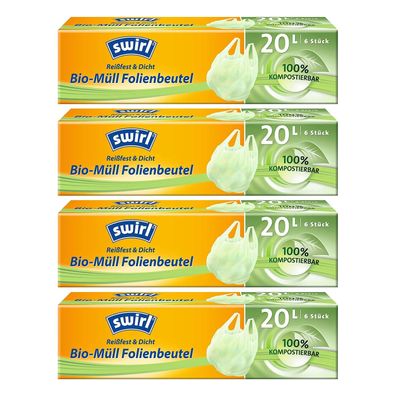 4 x SWIRL Müllbeutel BIO 20l mit Tragegriffe