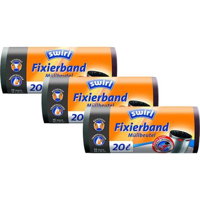 3 x SWIRL Müllbeutel 20l mit Fixierband