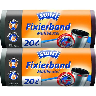 2 x SWIRL Müllbeutel 20l mit Fixierband