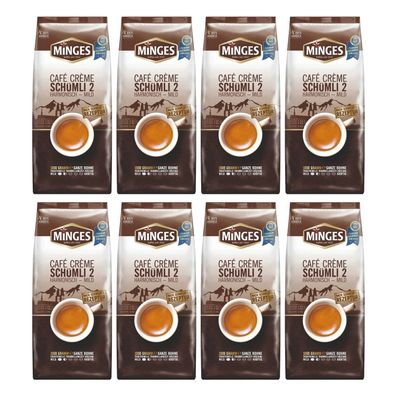 8 x MINGES Café Crema Schümli 2 ganze Bohnen 1000g