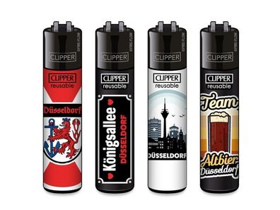 Clipper Feuerzeuge 4er Set Serie Düsseldorf Limited Edition