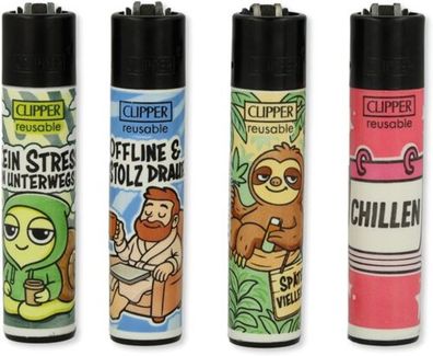 Clipper Feuerzeuge 4er Set Serie Slow Life Society