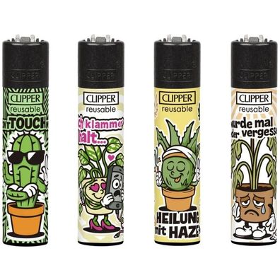 Clipper Feuerzeuge 4er Set Serie Zimmerpflanzen