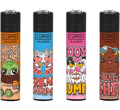 Clipper Feuerzeuge 4er Set Serie Friendshrimp