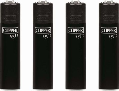 Clipper Feuerzeuge 4er Set Serie Soft Touch & Black Cap
