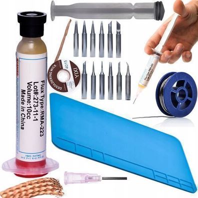 Rosfix Set Lötzubehör RMA-223 Flux, 900M Spitzen, Matte | 0,8mm, 10g, ESD
