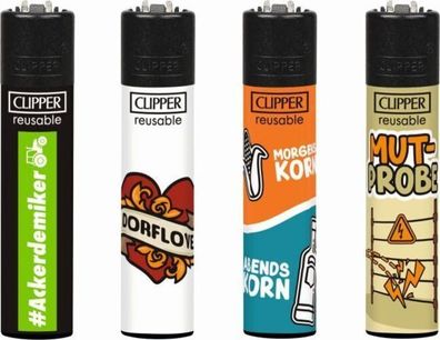 Clipper Feuerzeuge 4er Set Serie Dorfleben 3